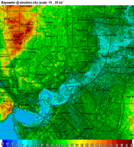 Zoom OUT 2x Bayswater, Australia elevation map