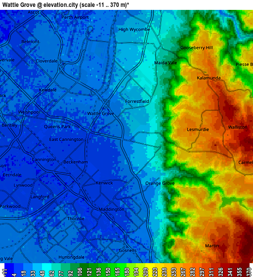 Zoom OUT 2x Wattle Grove, Australia elevation map