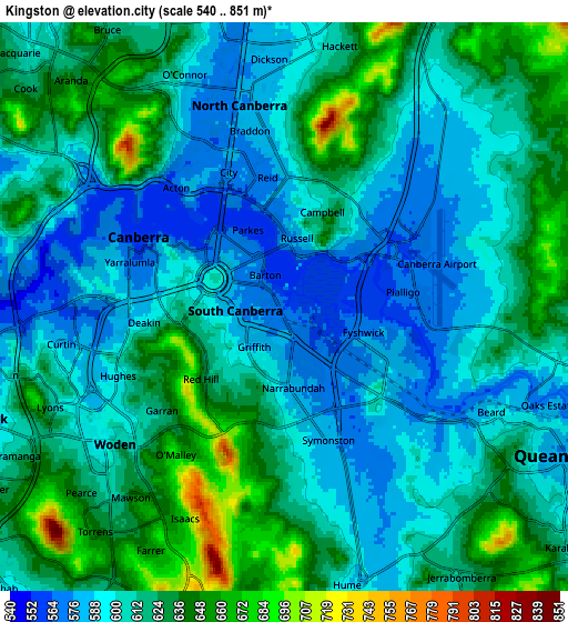 Zoom OUT 2x Kingston, Australia elevation map