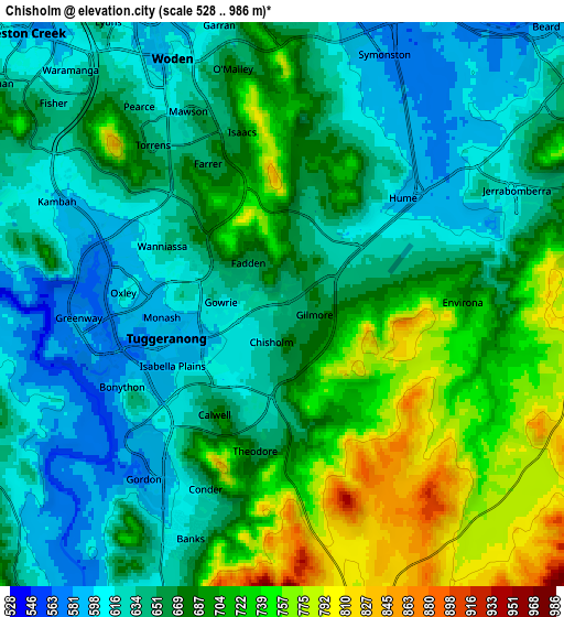 Zoom OUT 2x Chisholm, Australia elevation map