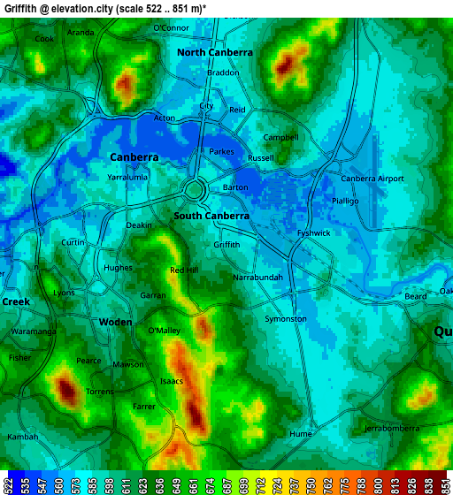 Zoom OUT 2x Griffith, Australia elevation map