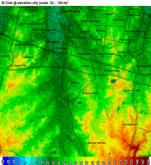 Zoom OUT 2x St Clair, Australia elevation map