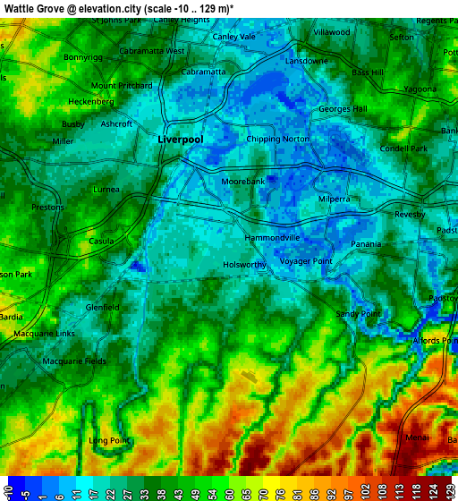 Zoom OUT 2x Wattle Grove, Australia elevation map