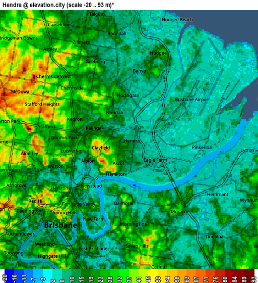 Zoom OUT 2x Hendra, Australia elevation map