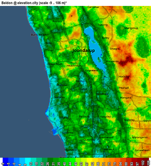 Zoom OUT 2x Beldon, Australia elevation map