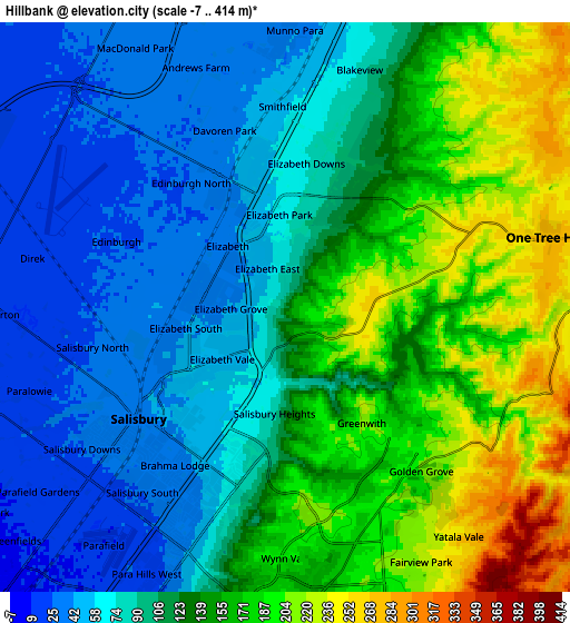 Zoom OUT 2x Hillbank, Australia elevation map