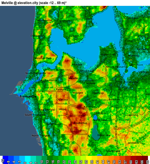 Zoom OUT 2x Melville, Australia elevation map