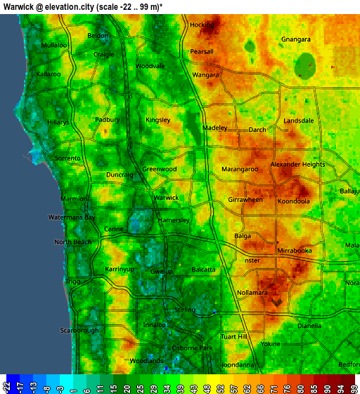 Zoom OUT 2x Warwick, Australia elevation map