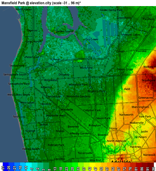 Zoom OUT 2x Mansfield Park, Australia elevation map