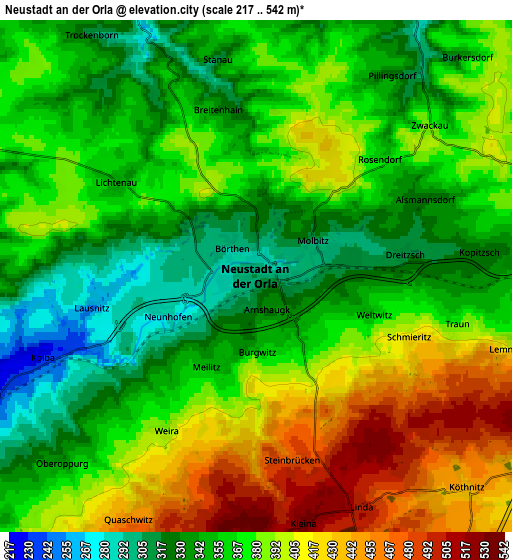 Zoom OUT 2x Neustadt an der Orla, Germany elevation map