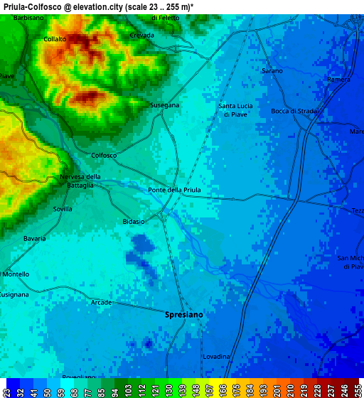 Zoom OUT 2x Priula-Colfosco, Italy elevation map