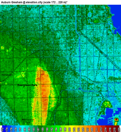 Zoom OUT 2x Auburn Gresham, United States elevation map