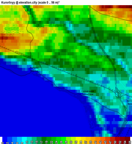 Zoom OUT 2x Kurortnyy, Russia elevation map