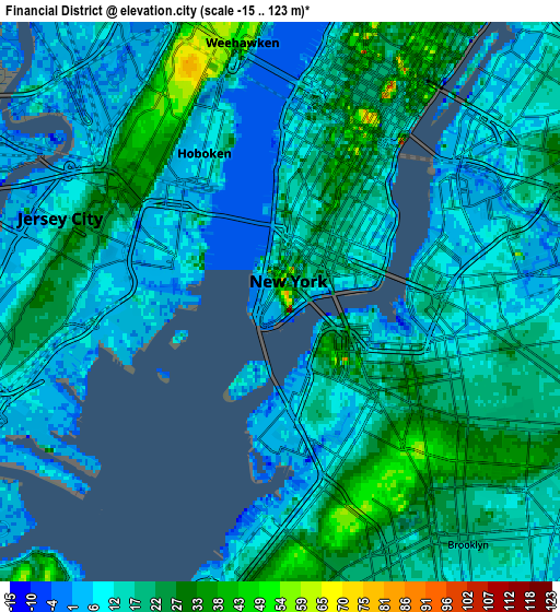 Zoom OUT 2x Financial District, United States elevation map