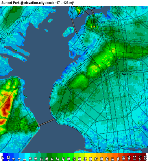 Zoom OUT 2x Sunset Park, United States elevation map