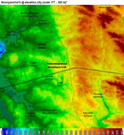 Zoom OUT 2x Novoyavorivs'k, Ukraine elevation map