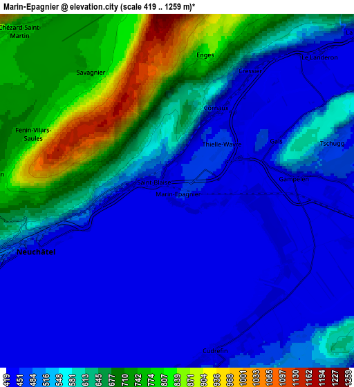 Zoom OUT 2x Marin-Epagnier, Switzerland elevation map