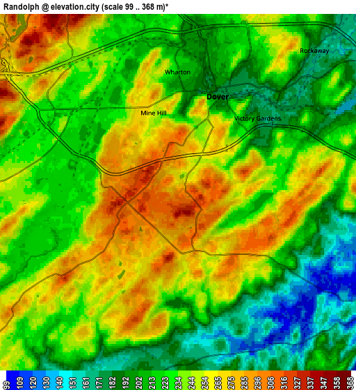 Zoom OUT 2x Randolph, United States elevation map