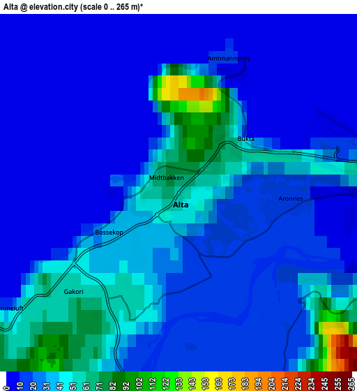 Zoom OUT 2x Alta, Norway elevation map