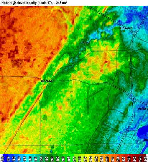 Zoom OUT 2x Hobart, United States elevation map