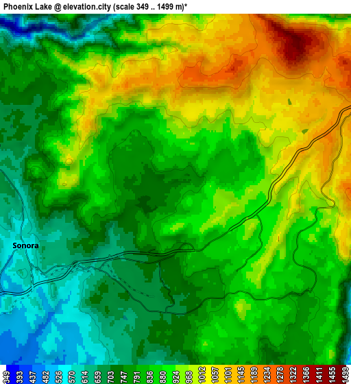 Zoom OUT 2x Phoenix Lake, United States elevation map