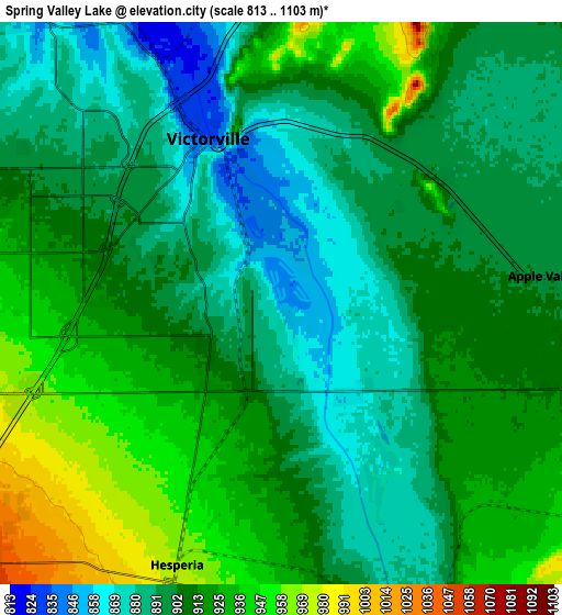 Zoom OUT 2x Spring Valley Lake, United States elevation map