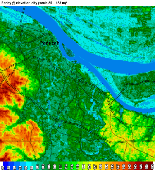 Zoom OUT 2x Farley, United States elevation map