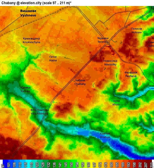 Zoom OUT 2x Chabany, Ukraine elevation map