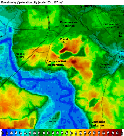 Zoom OUT 2x Dzerzhinsky, Russia elevation map