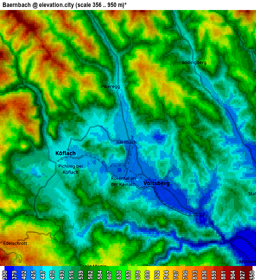Zoom OUT 2x Bärnbach, Austria elevation map