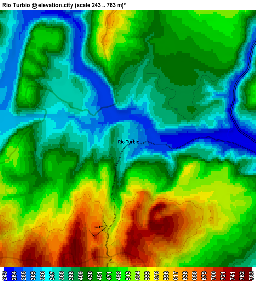 Zoom OUT 2x Río Turbio, Argentina elevation map