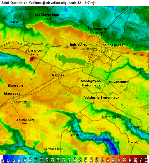Zoom OUT 2x Saint-Quentin-en-Yvelines, France elevation map