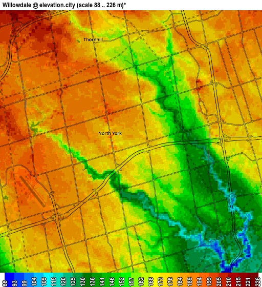 Zoom OUT 2x Willowdale, Canada elevation map