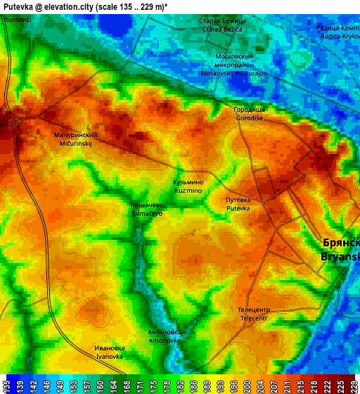 Zoom OUT 2x Putëvka, Russia elevation map