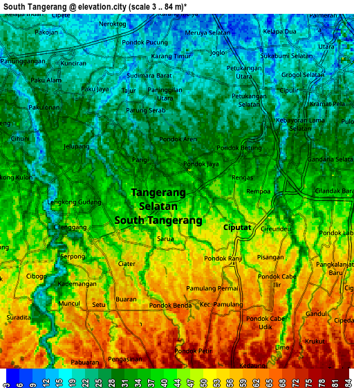 Zoom OUT 2x South Tangerang, Indonesia elevation map