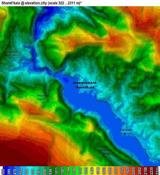 Zoom OUT 2x Shamil’kala, Russia elevation map