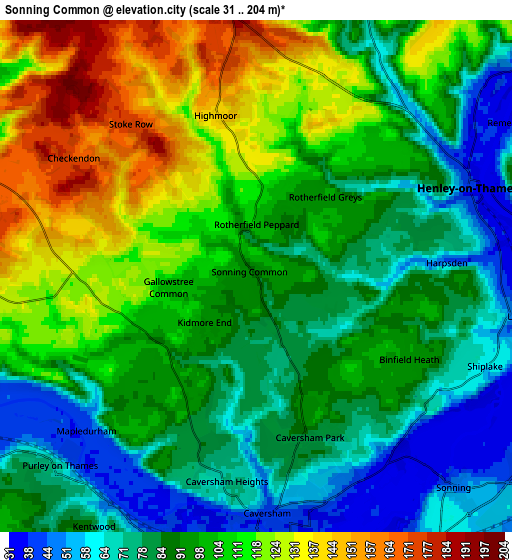 Zoom OUT 2x Sonning Common, United Kingdom elevation map