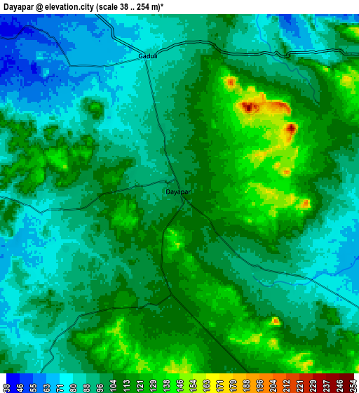 Zoom OUT 2x Dayapar, India elevation map