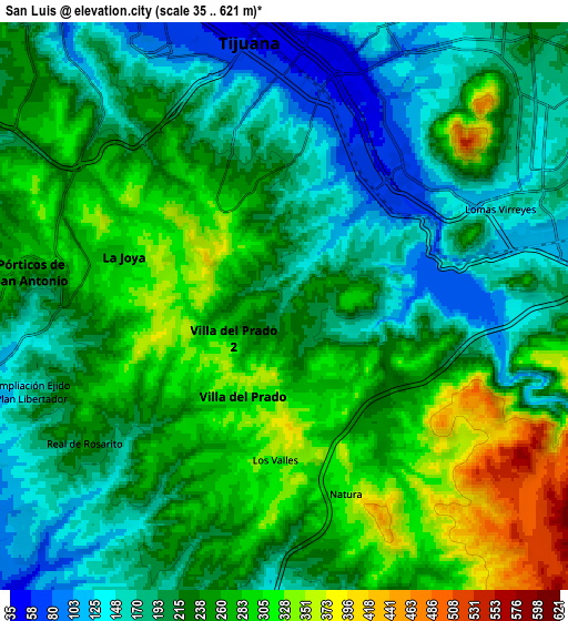 Zoom OUT 2x San Luis, Mexico elevation map