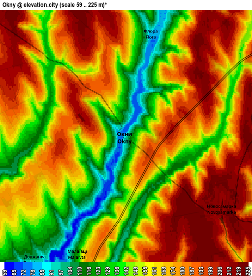 Zoom OUT 2x Okny, Ukraine elevation map