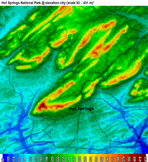 Zoom OUT 2x Hot Springs National Park, United States elevation map