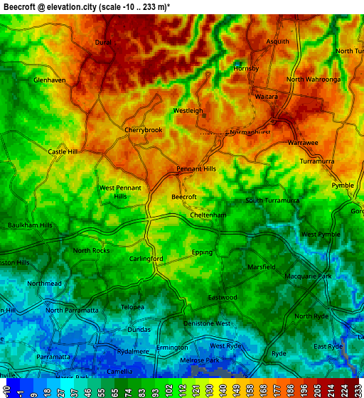 Zoom OUT 2x Beecroft, Australia elevation map