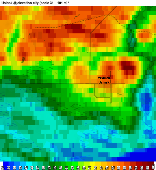 Zoom OUT 2x Usinsk, Russia elevation map