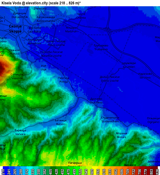 Zoom OUT 2x Kisela Voda, North Macedonia elevation map