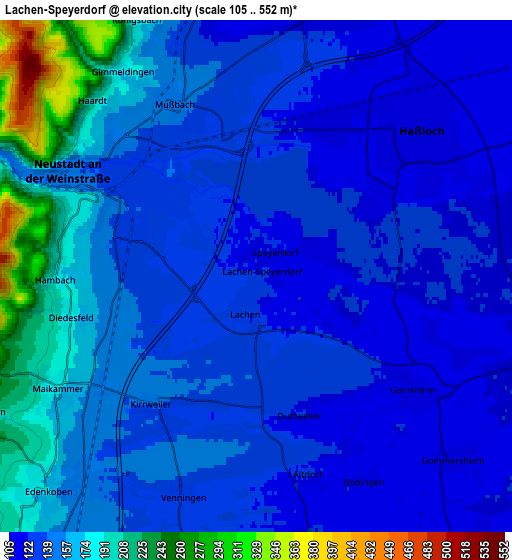 Zoom OUT 2x Lachen-Speyerdorf, Germany elevation map
