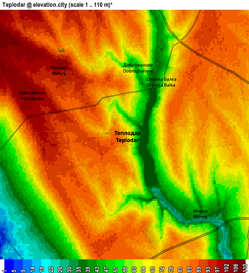 Zoom OUT 2x Teplodar, Ukraine elevation map