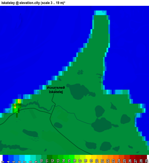 Zoom OUT 2x Iskateley, Russia elevation map