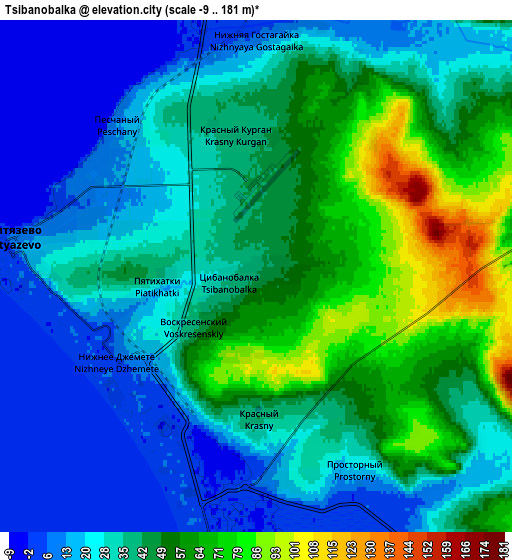 Zoom OUT 2x Tsibanobalka, Russia elevation map