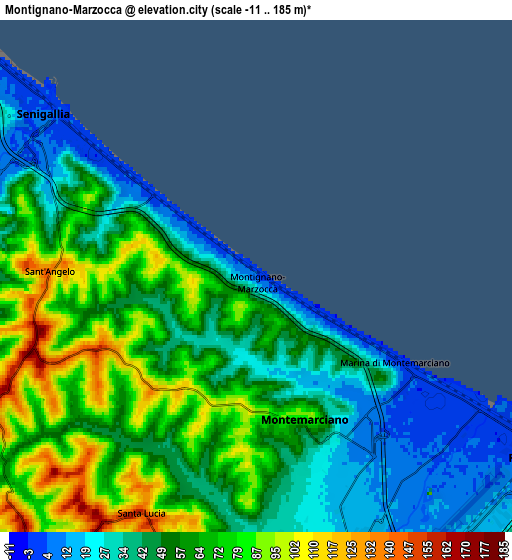 Zoom OUT 2x Montignano-Marzocca, Italy elevation map