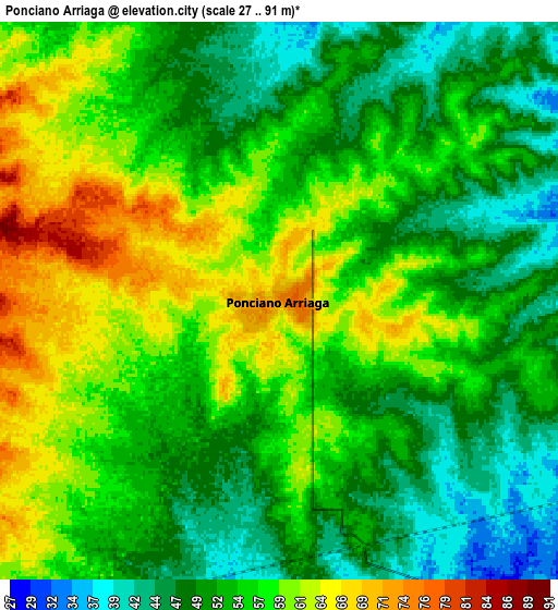 Zoom OUT 2x Ponciano Arriaga, Mexico elevation map